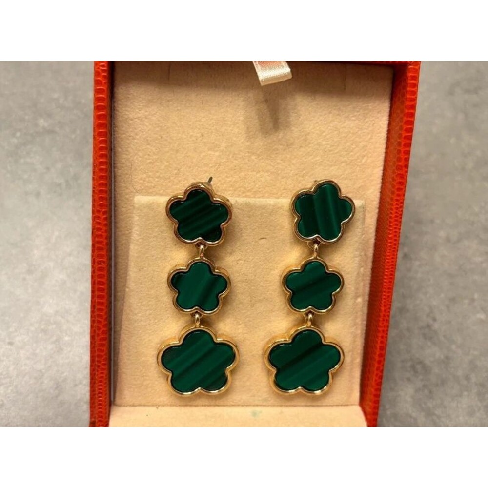 Deep green - Triple Clover Drop Earrings